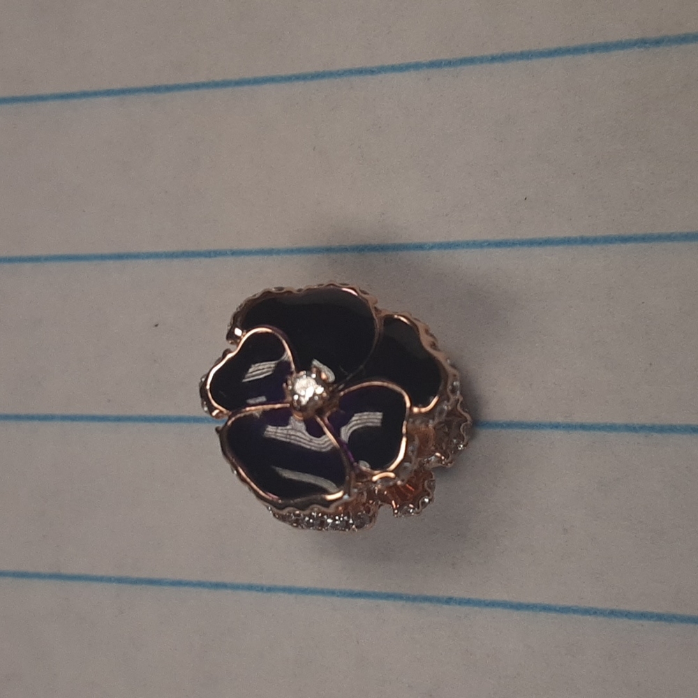 Pandora dark purple and cubic rose gold charm